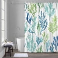 thumbnail image 5 of Ocean Teal Bathroom Shower Curtain, Blue Green Coral Underwater Garden Coastal Waterproof Washable Soft Bath Curtain for Bathtub Decor with 12 Hooks&Grommet, 54x78 Inch, 5 of 9