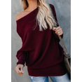 thumbnail image 4 of Women's Long Sleeve Oversized Off Shoulder Solid Color Knit Pullover Sweater Tops, 4 of 6