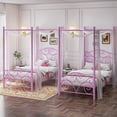 thumbnail image 4 of VECELO Twin Bed Frame, Canopy Bed with Metal Headboard and Footboard, No Box Spring Needed, Purple, 4 of 8