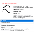 thumbnail image 2 of Front Fender Liner Set 2 Piece - Compatible with 2014 - 2015 Kia Optima, 2 of 2