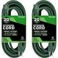 thumbnail image 1 of 2 Paquets de Rallonges Vertes de 20 Pi avec 3 Broches - 16/3 SJTW Résistantes aux Intempéries et à l'Eau pour Extérieur, 1 of 5