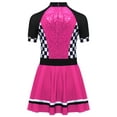 thumbnail image 4 of iiniim Kids Girls Racer Racing Driver Costumes Halloween Cosplay Party Dress Up Shiny Sequins Dance Dress Hot Pink 16, 4 of 5