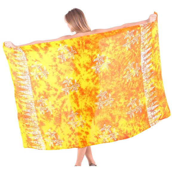 HAPPY BAY Women's Beachwear Summer Beach Wrap Bikini Wraps Sarong Coverups Skirt Bathing suit Swimsuit Swimwear Swim Cover up for Women One Size Yellow, Star