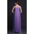 thumbnail image 4 of Bimba Chemise de Nuit Imprimée Florale Violette Forget Me Not Bush pour Femmes, Robe Maxi à Bretelles Spaghetti, Taille Moyenne, 4 of 5