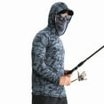 thumbnail image 3 of Sbart Men’s Premium Fishing Shirt with Hoodie Face Mask Lightweight Sun Protection UPF 50+ Long Sleeve for Fishing Hunting Hiking Biking Outdoor Sports Outdoor Activities Camouflage Dark/Gray Color, 3 of 8