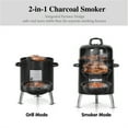 thumbnail image 3 of PHI VILLA 17-inch Vertical Charcoal Smoker Grills 2 in 1 BBQ Grill & Smoker, Black, 3 of 11