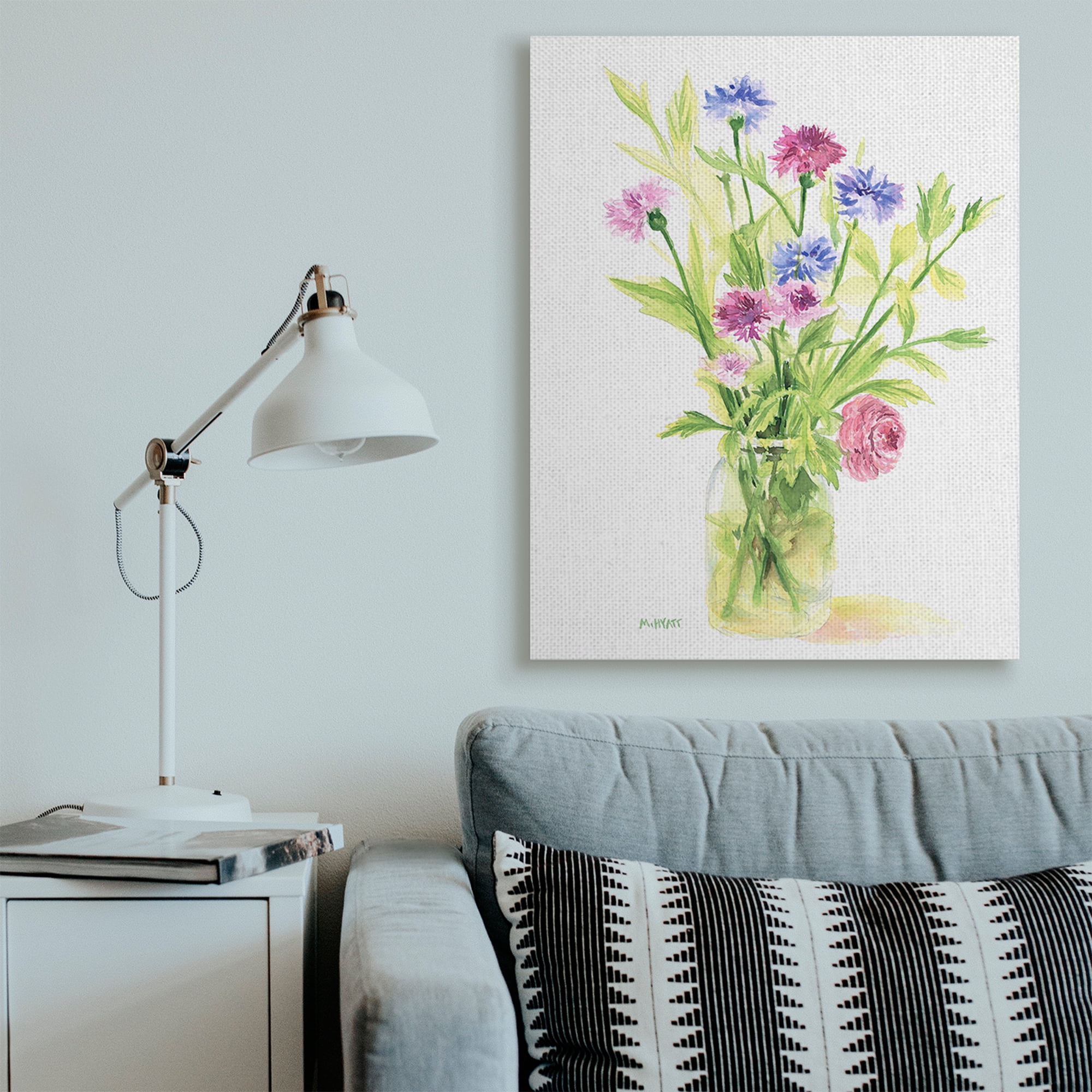 Stupell Industries Bouquet of Wildflowers Soft Green Purple Blue Watercolor Canvas Wall Art, 36 x 48, Design by Melissa Hyatt LLC