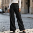 thumbnail image 6 of Straight Leg Corduroy Pants for Women, Relaxed Fit Pants with Elastic Waist and Side Pockets, Vacation Casual Outdoor Wear | VerBelle,Black S, 6 of 9