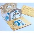 thumbnail image 3 of Tarjeta emergente 3D de 3 pliegues, tarjeta de invitación de boda de bolsillo, corte láser, invitación de felicitación con sobre, color dorado y gris, 1 unidad, envío gratis, 3 of 4