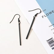 FOCALOOK Black Dangle Earrings for Women Hypoallergenic Minimal Long Thin Drop Dangling Vertical Bar Earrings