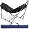 thumbnail image 1 of Tranquillo Hamac Double avec Support Capacité de 550 Lb Hamac Double en Acier Inoxydable avec Barre d'Étalement/support de Hamac Robuste et Flexible Portable, Extérieur Intérieur, Rouge, 1 of 5