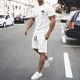 thumbnail image 2 of kamemir Mens Vacation Outfits Men's Casual Short Sleeve T Shirts and Shorts Summer Beach Vacation 2 Piece Outfit Lounge Workout Sets(White,M), 2 of 5