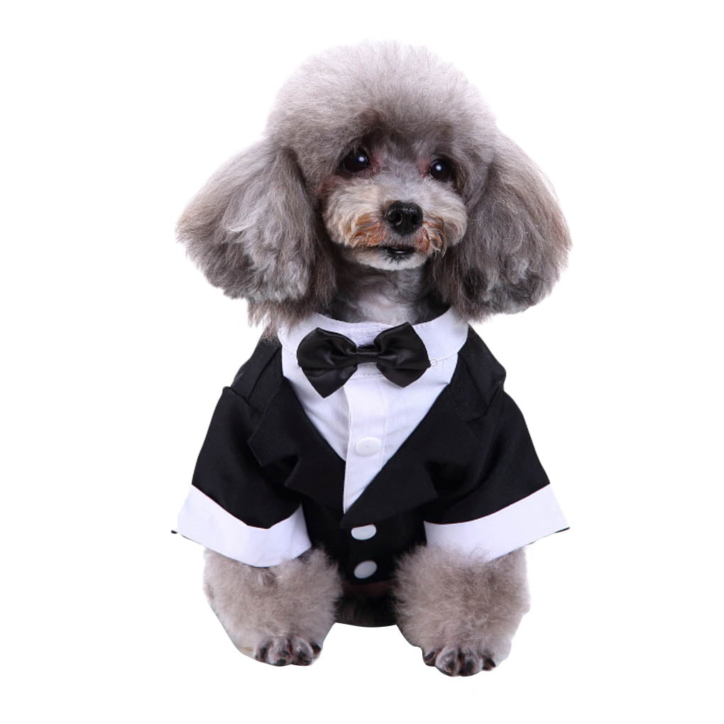 Gentleman Pet Clothes Animal Suit Bow Pet Tuxedo Tie Wedding Costume  Necktie Formal Shirt 