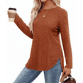 thumbnail image 4 of SOMER Long Sleeve Shirts for Women 2025 Fall Clothes Tunic Tops Loose Fit Dressy Crewneck Pullover Sweaters Curved Hem, 4 of 6