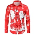 thumbnail image 1 of Nueva moda Casual Vintage camisa de hombre muñeco de nieve estampado de Navidad camisa de manga larga Top Pompotops oipoqjl51052, 1 of 6
