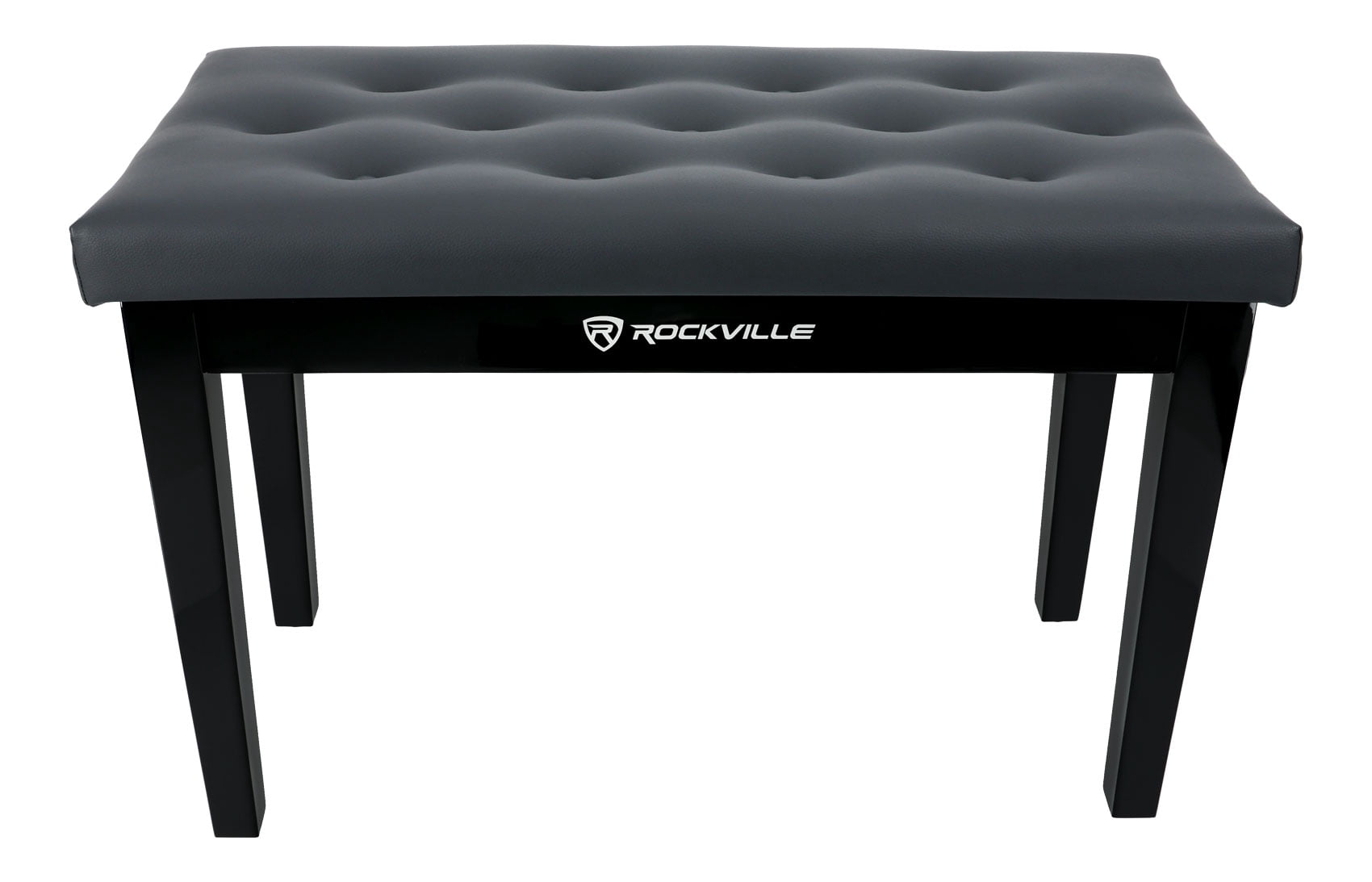 Rockville PB7 BLACK Premium Piano Bench w/Thailand Wood, Comfy Padding + Storage
