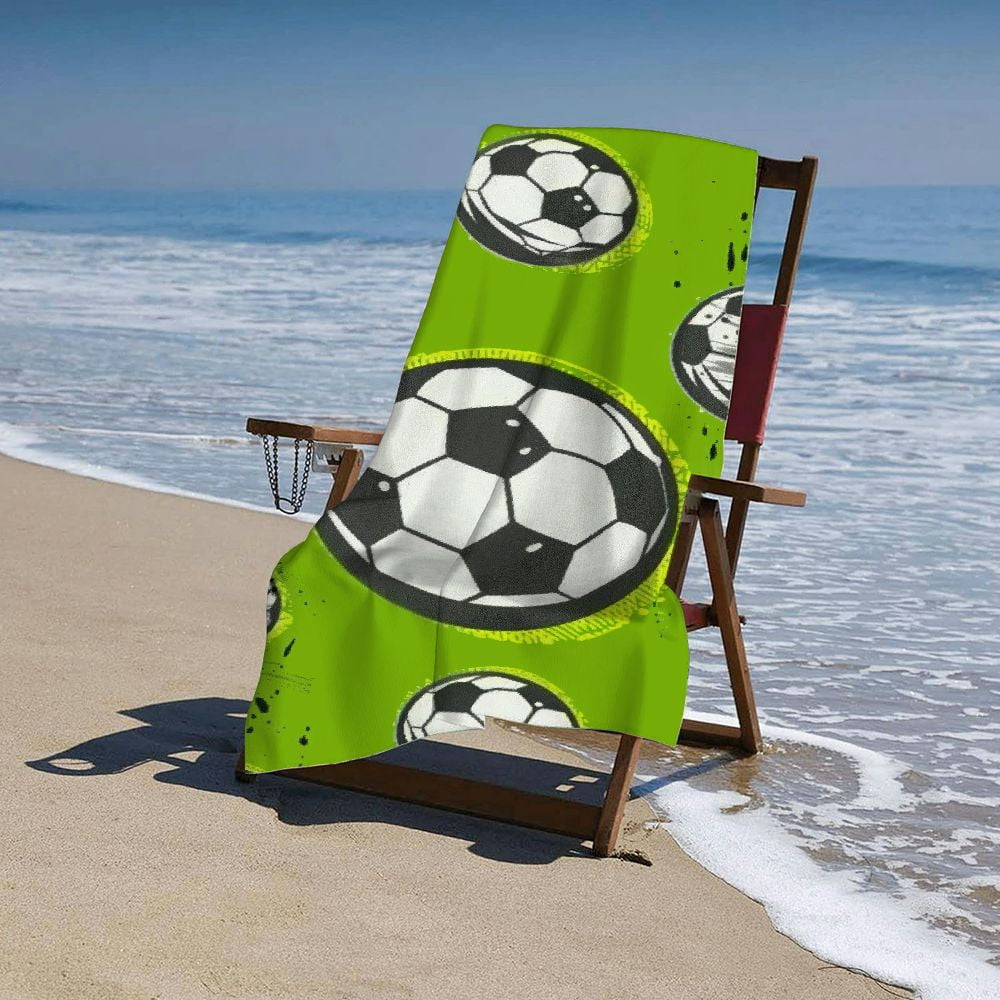 PHYHOO Soccer Beach Towel Oversized Microfiber Sand Free Beach Towel Quick Dry, Football Lightweight Pool Towels for Adults Travel Towel for Gym Yoga Camp Swim 30x60in