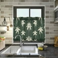thumbnail image 4 of Yayeee Kitchen Curtains Tier Pair Light Filtering 27"x24" Rod Pocket Short Cafe Window Panel, White Palm Trees Pattern, 4 of 7
