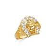 thumbnail image 1 of Solid 14k Yellow Gold Horseshoe Horse Head Ring Good Luck Band CZ Nugget Style Mens Fancy Size 8.5, 1 of 1