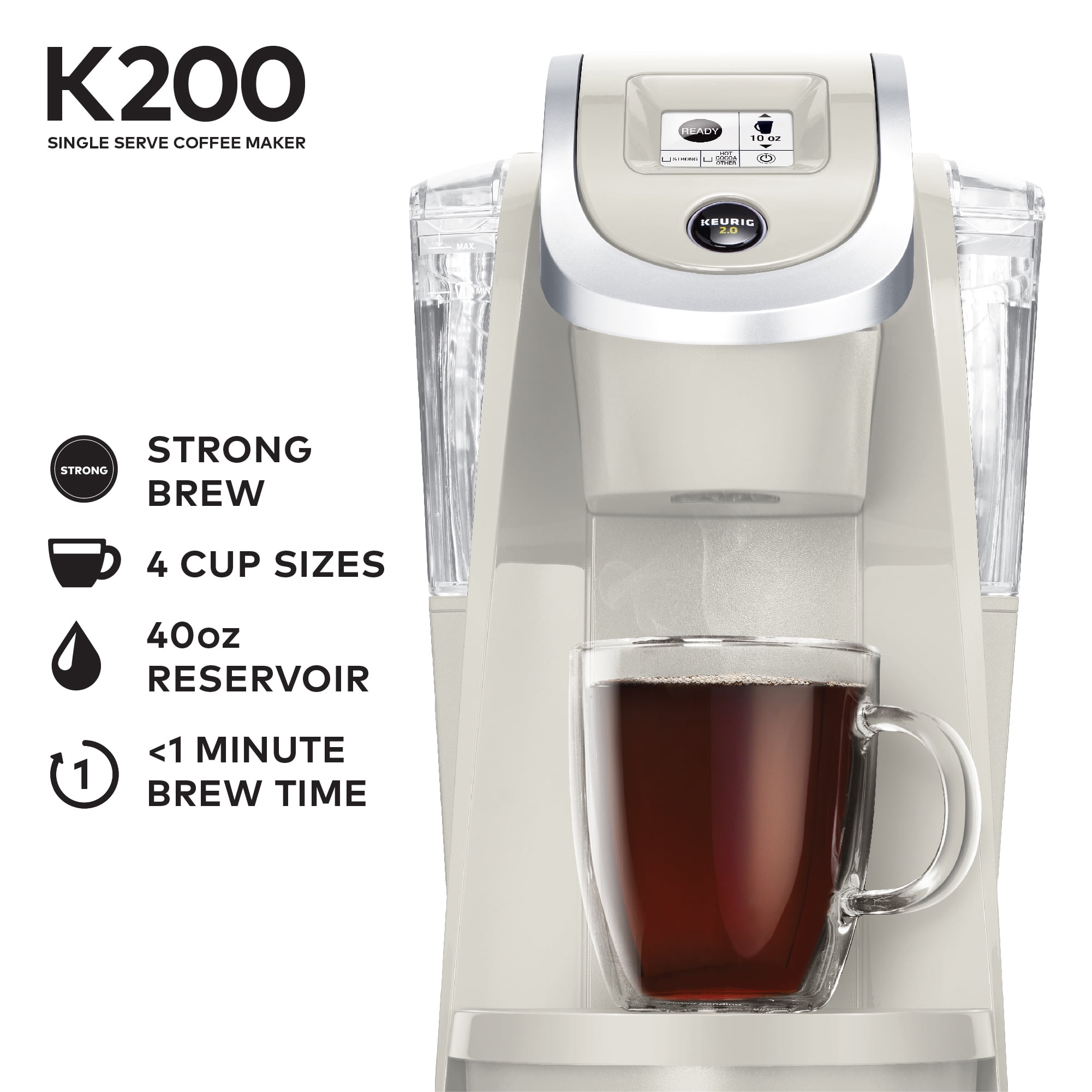 Keurig K200 Single-Serve K-Cup Pod Coffee Maker, White