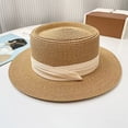 thumbnail image 6 of French flat topped straw hat, women's big head circumference, beach top hat, woven sun protection hat, summer, 6 of 9