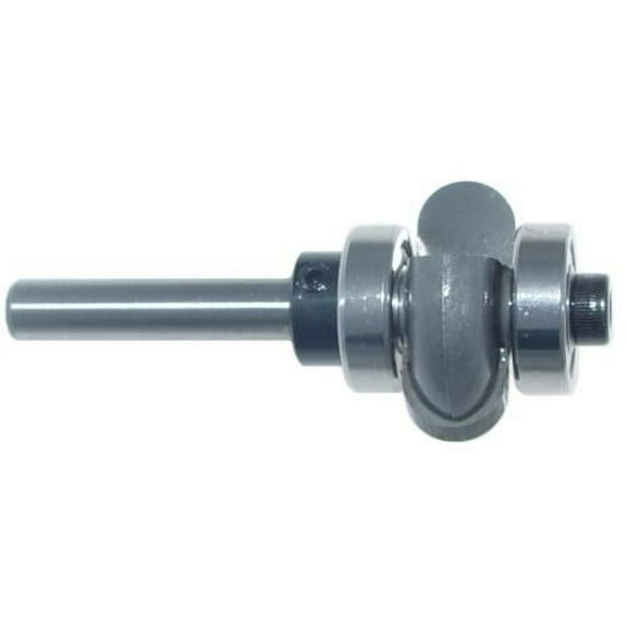 Magnate 6002 Flute Cutting Router Bit with Top and Bottom Bearings - 3/16" Radius, 3/16" Cutting Depth, 1/4" Shank Diameter, 1-1/2" Shank Length, 3/8" Cutting Length