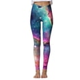 thumbnail image 5 of Ladies Leggings Cotton,Women's Galaxy Pattern Printted Ankle Elastic Tights Legging, 5 of 5