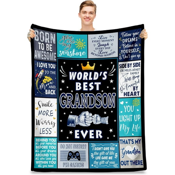 Fathers Day Grandson Blanket Gifts, Grandson Gifts from Grandma/Nana, Best Birthday Gifts for Grandson, Baby Grandson Gifts from Grandparents, Graduation Gifts for Grandson Blanket 50"x60"