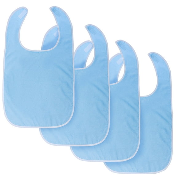 4 Pack Adult Bibs Soft Polyester Terry Bibs Adjustable Washable Drool Bibs for Adults Reusable Towel Bibs for Women Men Elderly Senior