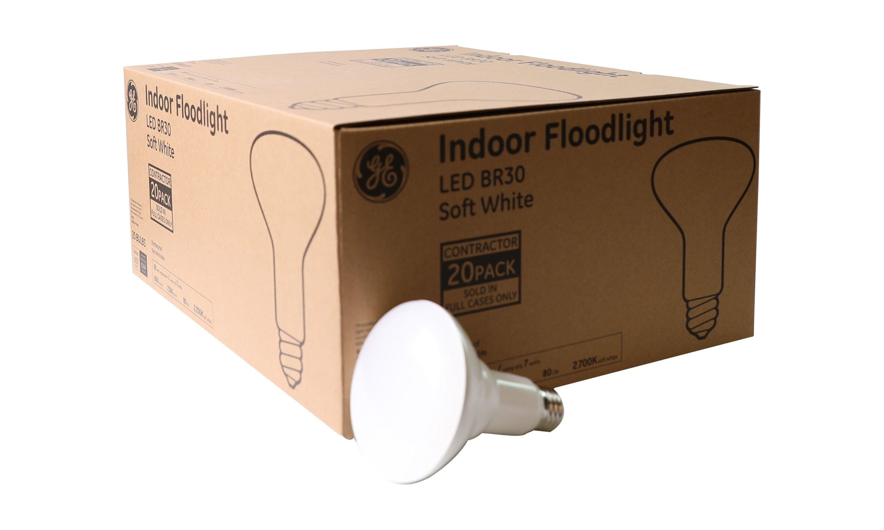 General Electric GE LED BR30 Soft White Medium Base Flood Light Bulb 65-Watt (20-Pack)