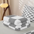 thumbnail image 5 of Erosebridal Gray Checkerboard Zipper Full Size Comforter Sets with Fitted Sheet and 2 Pillowcases,White Geometric Grid Zipper Bedding Set For Boys,Light Gray Reversible,4-Piece, 5 of 7