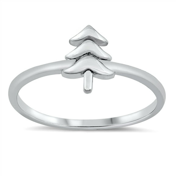 Cute Tiny Pine Tree Ring .925 Sterling Silver Band Jewelry Female Male Unisex Size 8