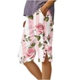 thumbnail image 2 of Brqkzdu Women Bermuda Shorts Mid Rise Floral Print Casual Knee Length Shorts Comfy Straight Leg Side Split Button Lounge Shorts with Pockets, 2 of 5