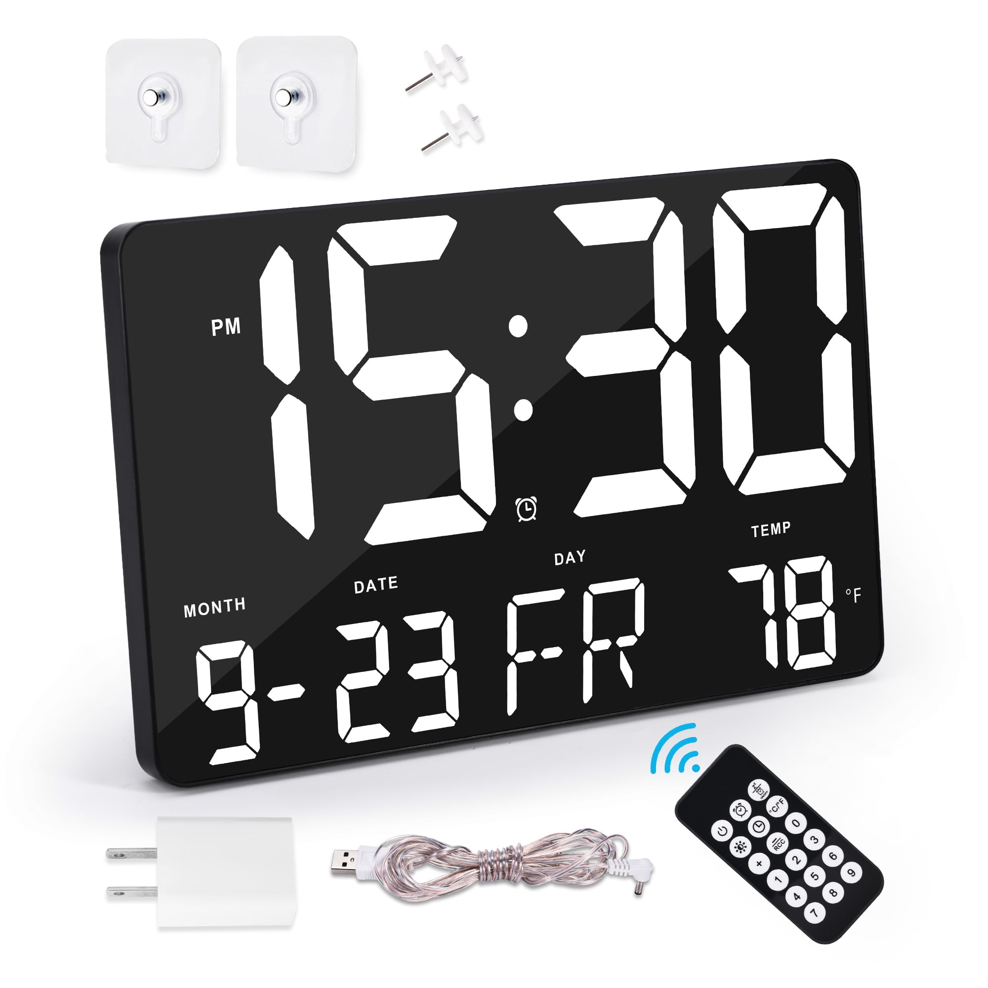 11.4"Digital Wall Clock, LED Digital Alarm Clock Large Numbers Display