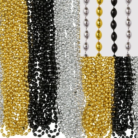 Amscan Bead Necklace, Party Accessory, Black, Silver, Gold