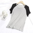 thumbnail image 2 of MGDXOX Womens Modal Large Size Patchwork Pajama Shirts Comfortable Homewear Pullover Short Sleeve Soft Cozy Fall Winter Pajama Sleepwear Ladies Pjs Black M, 2 of 4