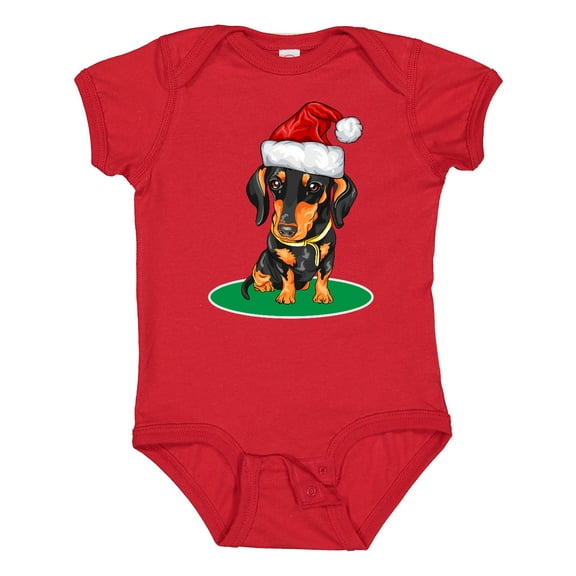 Inktastic Christmas Dachshund Dog Santa Boys or Girls Baby Bodysuit