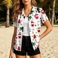 thumbnail image 3 of Christmas in July Shirt for Women Hawaiian Xmas Button Down Shirts Funny Santa Claus Tshirt Casual Holiday Tee Tops Summer Clothes, 3 of 6