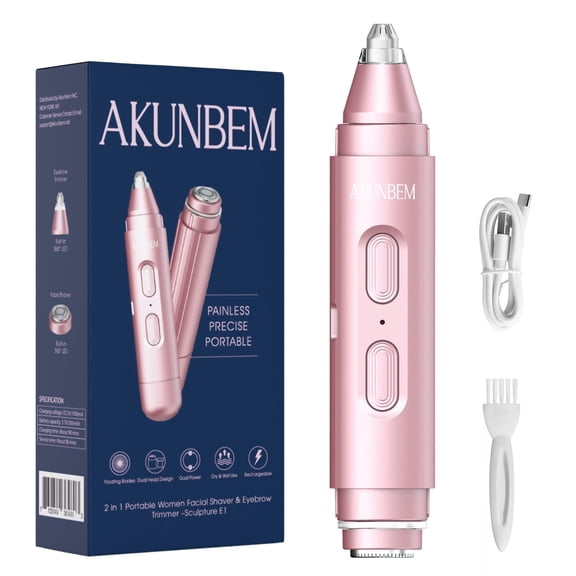 Akunbem 2 in 1 Portable Women Facial Shaver & Eyebrow Trimmer - Sculpture E1