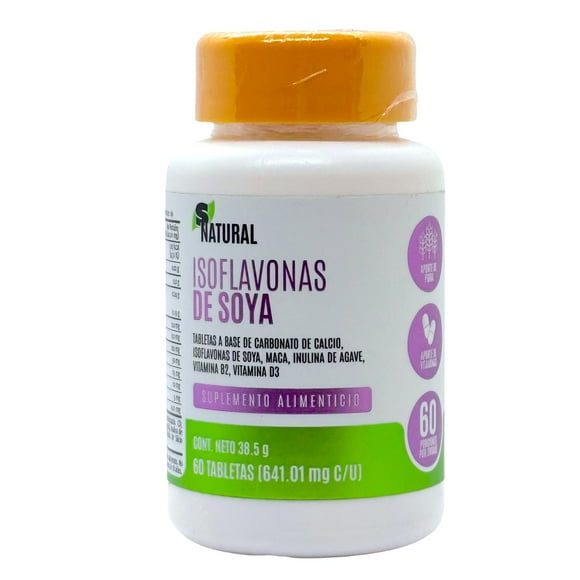 Isoflavonas de soya 60 tabletas SNatural blanco