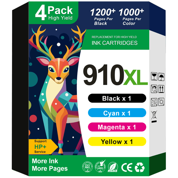 910XL Combo Pack Ink Cartridges Compatible for HP 910 Ink Cartridges for HP 910 Ink for 8025e 8025 8020e 8020 8035e 8028e Printer
