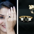 thumbnail image 3 of Lab Grown Black Diamond Statement Ring with Moissanite for Women - 10 mm, 14K Yellow Gold, US 11.00, 3 of 9