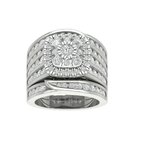 Araiya 14K White Gold Diamond Halo Band Ring for Women (3 cttw, I-J Color, I2-I3 Clarity), Size 7