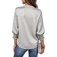 thumbnail image 3 of Womens Plus Size Shirts 3/4 Sleeve Button Down Tops for Women V Neck Dressy Casual Fall Top S-3XL, 3 of 4