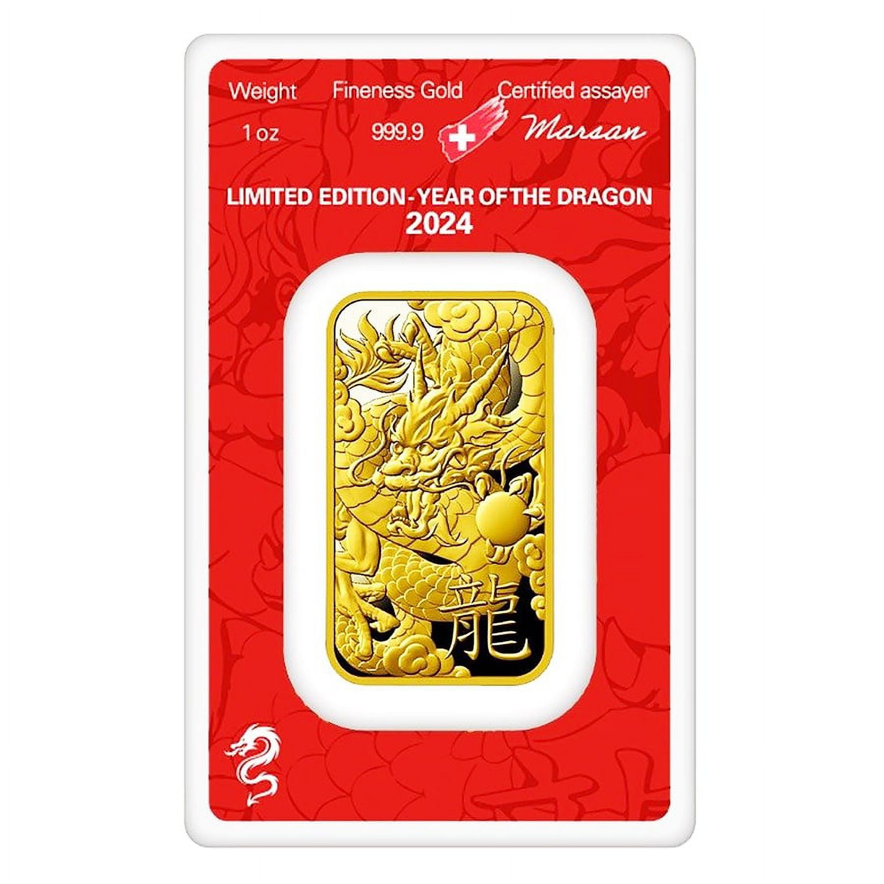 2024 1 oz Argor Heraeus Lunar Dragon Gold Bar (in Assay)