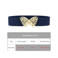 thumbnail image 4 of Women's Golden Butterfly Stretchy Belts, Vintage Elegant Elastic Waistband for Dress Coat 65x5cm/25.6x2.0" Navy Blue, 4 of 6