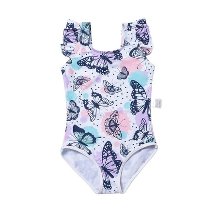 XAOFW Girl s One-Piece Swimsuits Cartoon Print Sleeveless Square Collar Suspender Backless Swimwear Summer Beach Pool Soft Breathable Swim Wear
