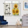 thumbnail image 2 of Sunflower Rustic Kitchen Curtains: You are My Sunshine Short Cafe Curtain for Dining Room, Floral Flowers Vintage Farmhouse Rod Pocket Window Drapes 2 Panels Set 24 Inch Length, 2 of 5