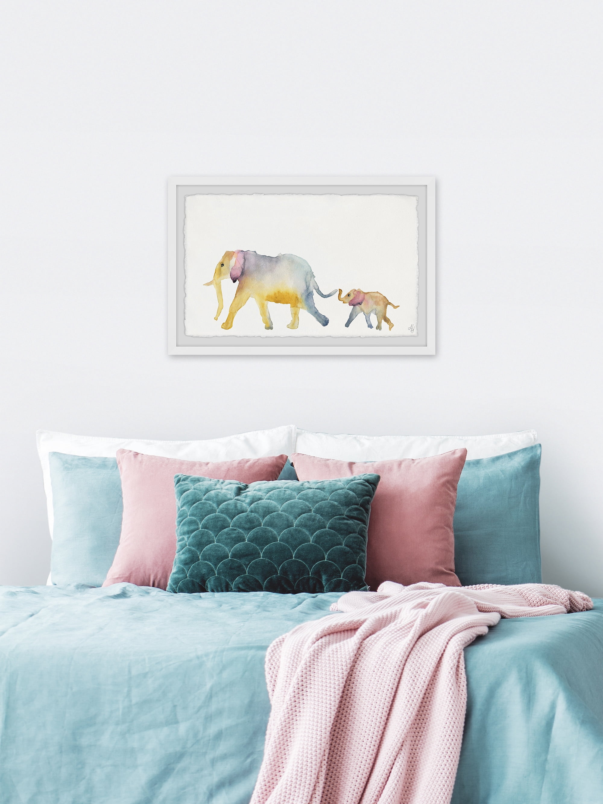 Marmont Hill Mom and Baby Elephant Framed Wall Art