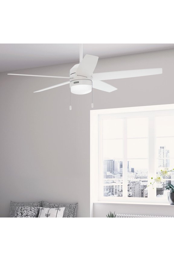 Restored Hunter Fan 52 inch Casual Fresh White Indoor Ceiling Fan with LED Light Kit and Pull Chain (Refurbished)